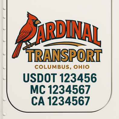 Custom Designed USDOT (DOT) Truck Door Lettering Decal Signs | Graphic Designed USDOT Lettering For Semi-Trucks, Work Trucks & Box Trucks | Add Your Trucking Name, USDOT, MC, CA, KYU, GVW & VIN (2-Pack)