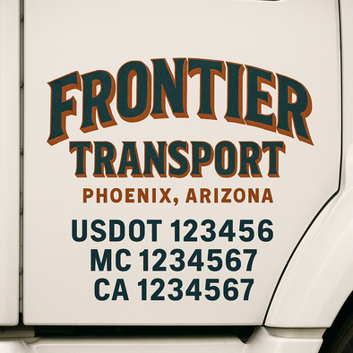 Custom Designed USDOT (DOT) Truck Door Lettering Decal Signs | Graphic Designed USDOT Lettering For Semi-Trucks, Work Trucks & Box Trucks | Add Your Trucking Name, USDOT, MC, CA, KYU, GVW & VIN (2-Pack)