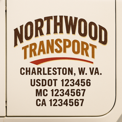Custom Designed USDOT (DOT) Truck Door Lettering Decal Signs | Graphic Designed USDOT Lettering For Semi-Trucks, Work Trucks & Box Trucks | Add Your Trucking Name, USDOT, MC, CA, KYU, GVW & VIN (2-Pack)