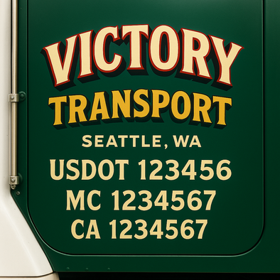 Custom Designed USDOT (DOT) Truck Door Lettering Decal Signs | Graphic Designed USDOT Lettering For Semi-Trucks, Work Trucks & Box Trucks | Add Your Trucking Name, USDOT, MC, CA, KYU, GVW & VIN (2-Pack)