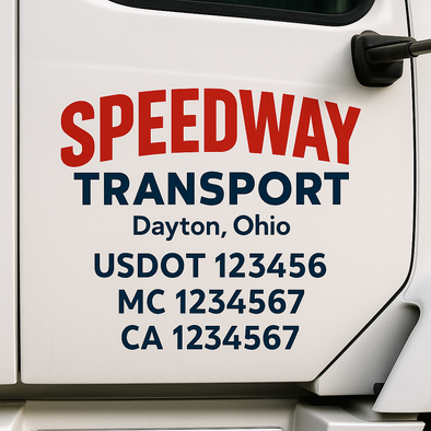Custom Designed USDOT (DOT) Truck Door Lettering Decal Signs | Graphic Designed USDOT Lettering For Semi-Trucks, Work Trucks & Box Trucks | Add Your Trucking Name, USDOT, MC, CA, KYU, GVW & VIN (2-Pack)