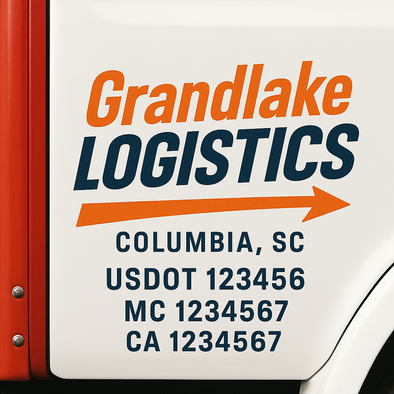 Custom Designed USDOT (DOT) Truck Door Lettering Decal Signs | Graphic Designed USDOT Lettering For Semi-Trucks, Work Trucks & Box Trucks | Add Your Trucking Name, USDOT, MC, CA, KYU, GVW & VIN (2-Pack)