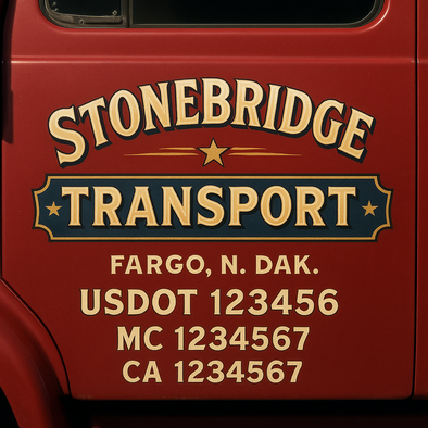 Custom Designed USDOT (DOT) Truck Door Lettering Decal Signs | Graphic Designed USDOT Lettering For Semi-Trucks, Work Trucks & Box Trucks | Add Your Trucking Name, USDOT, MC, CA, KYU, GVW & VIN (2-Pack)