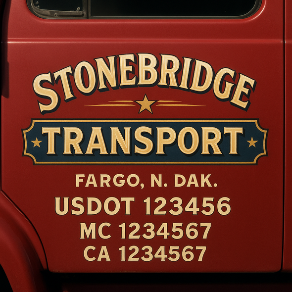 Custom Designed USDOT (DOT) Truck Door Lettering Decal Signs | Graphic Designed USDOT Lettering For Semi-Trucks, Work Trucks & Box Trucks | Add Your Trucking Name, USDOT, MC, CA, KYU, GVW & VIN (2-Pack)