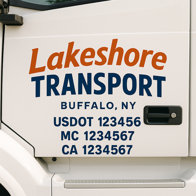 Custom Designed USDOT (DOT) Truck Door Lettering Decal Signs | Graphic Designed USDOT Lettering For Semi-Trucks, Work Trucks & Box Trucks | Add Your Trucking Name, USDOT, MC, CA, KYU, GVW & VIN (2-Pack)