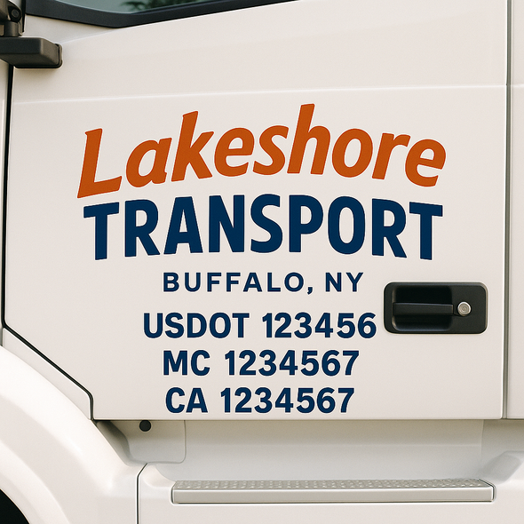 Custom Designed USDOT (DOT) Truck Door Lettering Decal Signs | Graphic Designed USDOT Lettering For Semi-Trucks, Work Trucks & Box Trucks | Add Your Trucking Name, USDOT, MC, CA, KYU, GVW & VIN (2-Pack)