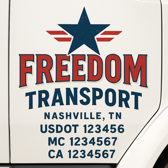Custom Designed USDOT (DOT) Truck Door Lettering Decal Signs | Graphic Designed USDOT Lettering For Semi-Trucks, Work Trucks & Box Trucks | Add Your Trucking Name, USDOT, MC, CA, KYU, GVW & VIN (2-Pack)