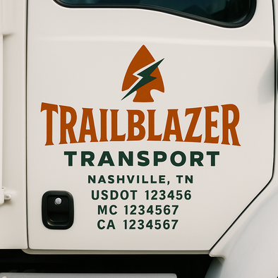 Custom Designed USDOT (DOT) Truck Door Lettering Decal Signs | Graphic Designed USDOT Lettering For Semi-Trucks, Work Trucks & Box Trucks | Add Your Trucking Name, USDOT, MC, CA, KYU, GVW & VIN (2-Pack)
