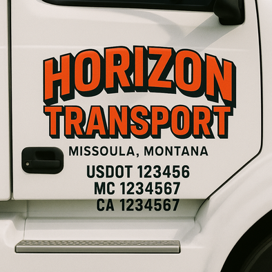 Custom Designed USDOT (DOT) Truck Door Lettering Decal Signs | Graphic Designed USDOT Lettering For Semi-Trucks, Work Trucks & Box Trucks | Add Your Trucking Name, USDOT, MC, CA, KYU, GVW & VIN (2-Pack)