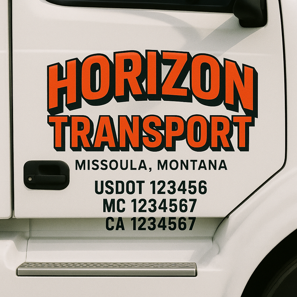 Custom Designed USDOT (DOT) Truck Door Lettering Decal Signs | Graphic Designed USDOT Lettering For Semi-Trucks, Work Trucks & Box Trucks | Add Your Trucking Name, USDOT, MC, CA, KYU, GVW & VIN (2-Pack)