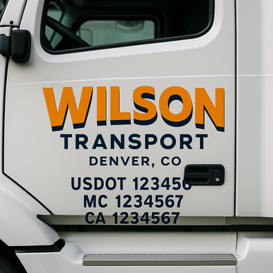 Custom Designed USDOT (DOT) Truck Door Lettering Decal Signs | Graphic Designed USDOT Lettering For Semi-Trucks, Work Trucks & Box Trucks | Add Your Trucking Name, USDOT, MC, CA, KYU, GVW & VIN (2-Pack)