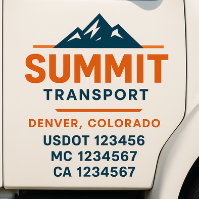 Custom Designed USDOT (DOT) Truck Door Lettering Decal Signs | Graphic Designed USDOT Lettering For Semi-Trucks, Work Trucks & Box Trucks | Add Your Trucking Name, USDOT, MC, CA, KYU, GVW & VIN (2-Pack)
