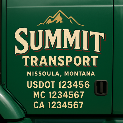Custom Designed USDOT (DOT) Truck Door Lettering Decal Signs | Graphic Designed USDOT Lettering For Semi-Trucks, Work Trucks & Box Trucks | Add Your Trucking Name, USDOT, MC, CA, KYU, GVW & VIN (2-Pack)