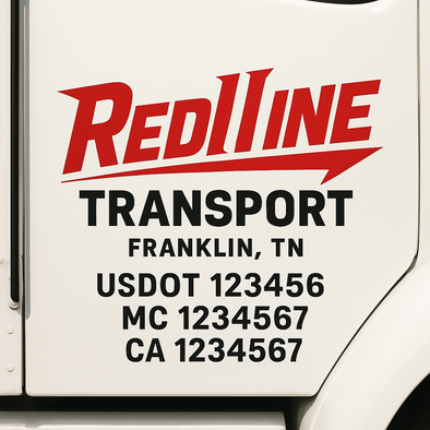 Custom Designed USDOT (DOT) Truck Door Lettering Decal Signs | Graphic Designed USDOT Lettering For Semi-Trucks, Work Trucks & Box Trucks | Add Your Trucking Name, USDOT, MC, CA, KYU, GVW & VIN (2-Pack)