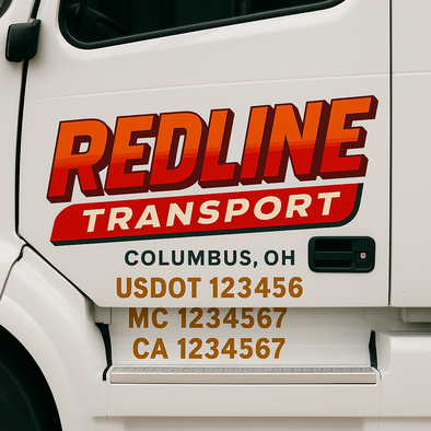 Custom Designed USDOT (DOT) Truck Door Lettering Decal Signs | Graphic Designed USDOT Lettering For Semi-Trucks, Work Trucks & Box Trucks | Add Your Trucking Name, USDOT, MC, CA, KYU, GVW & VIN (2-Pack)