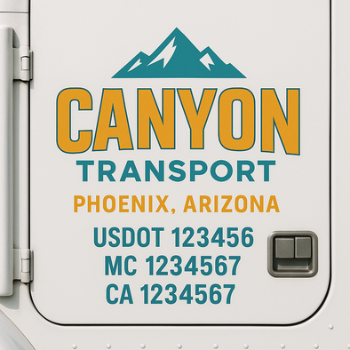 Custom Designed USDOT (DOT) Truck Door Lettering Decal Signs | Graphic Designed USDOT Lettering For Semi-Trucks, Work Trucks & Box Trucks | Add Your Trucking Name, USDOT, MC, CA, KYU, GVW & VIN (2-Pack)