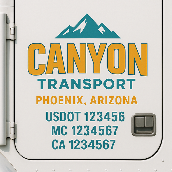 Custom Designed USDOT (DOT) Truck Door Lettering Decal Signs | Graphic Designed USDOT Lettering For Semi-Trucks, Work Trucks & Box Trucks | Add Your Trucking Name, USDOT, MC, CA, KYU, GVW & VIN (2-Pack)