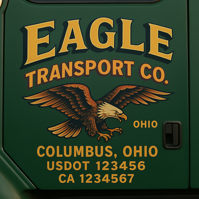 Custom Designed USDOT (DOT) Truck Door Lettering Decal Signs | Graphic Designed USDOT Lettering For Semi-Trucks, Work Trucks & Box Trucks | Add Your Trucking Name, USDOT, MC, CA, KYU, GVW & VIN (2-Pack)