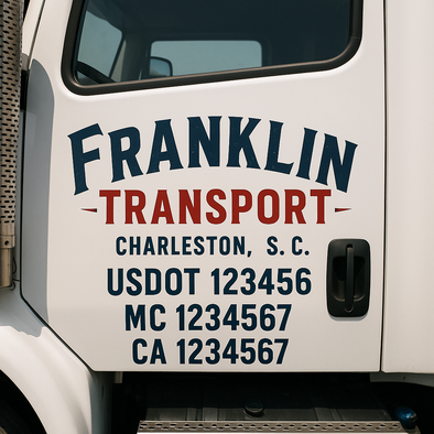 Custom Designed USDOT (DOT) Truck Door Lettering Decal Signs | Graphic Designed USDOT Lettering For Semi-Trucks, Work Trucks & Box Trucks | Add Your Trucking Name, USDOT, MC, CA, KYU, GVW & VIN (2-Pack)