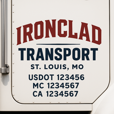 Custom Designed USDOT (DOT) Truck Door Lettering Decal Signs | Graphic Designed USDOT Lettering For Semi-Trucks, Work Trucks & Box Trucks | Add Your Trucking Name, USDOT, MC, CA, KYU, GVW & VIN (2-Pack)
