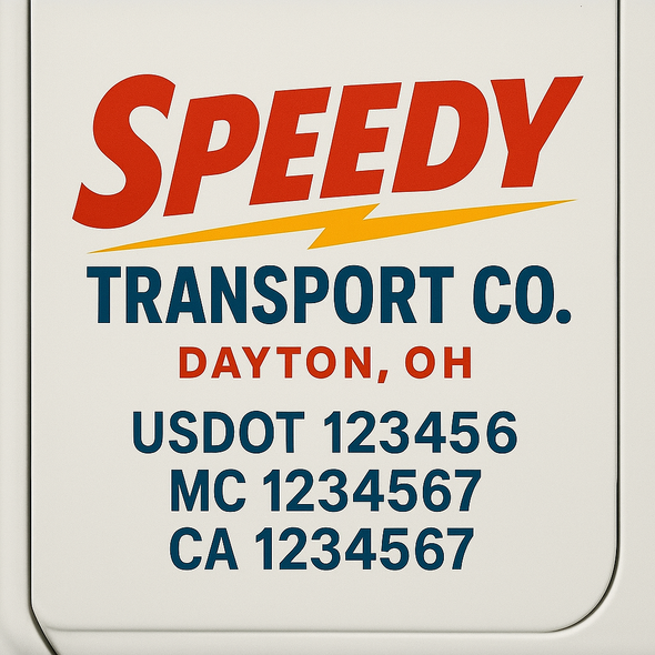 Custom Designed USDOT (DOT) Truck Door Lettering Decal Signs | Graphic Designed USDOT Lettering For Semi-Trucks, Work Trucks & Box Trucks | Add Your Trucking Name, USDOT, MC, CA, KYU, GVW & VIN (2-Pack)