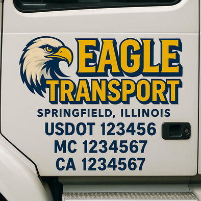 Custom Designed USDOT (DOT) Truck Door Lettering Decal Signs | Graphic Designed USDOT Lettering For Semi-Trucks, Work Trucks & Box Trucks | Add Your Trucking Name, USDOT, MC, CA, KYU, GVW & VIN (2-Pack)
