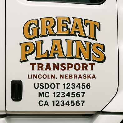 Custom Designed USDOT (DOT) Truck Door Lettering Decal Signs | Graphic Designed USDOT Lettering For Semi-Trucks, Work Trucks & Box Trucks | Add Your Trucking Name, USDOT, MC, CA, KYU, GVW & VIN (2-Pack)