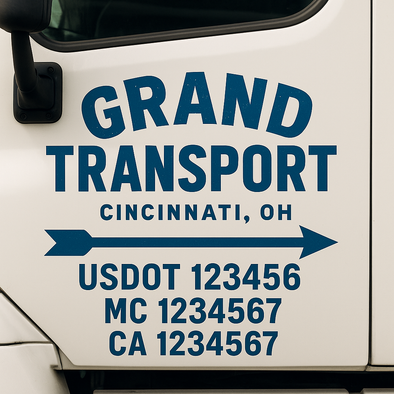 Custom Designed USDOT (DOT) Truck Door Lettering Decal Signs | Graphic Designed USDOT Lettering For Semi-Trucks, Work Trucks & Box Trucks | Add Your Trucking Name, USDOT, MC, CA, KYU, GVW & VIN (2-Pack)