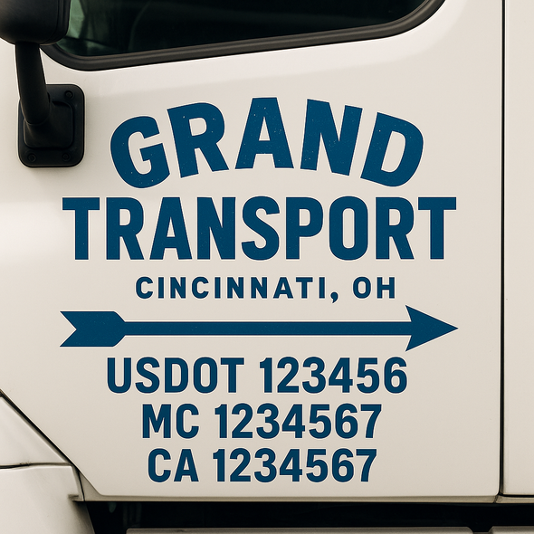Custom Designed USDOT (DOT) Truck Door Lettering Decal Signs | Graphic Designed USDOT Lettering For Semi-Trucks, Work Trucks & Box Trucks | Add Your Trucking Name, USDOT, MC, CA, KYU, GVW & VIN (2-Pack)