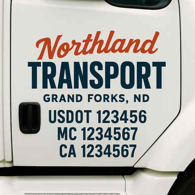 Custom Designed USDOT (DOT) Truck Door Lettering Decal Signs | Graphic Designed USDOT Lettering For Semi-Trucks, Work Trucks & Box Trucks | Add Your Trucking Name, USDOT, MC, CA, KYU, GVW & VIN (2-Pack)
