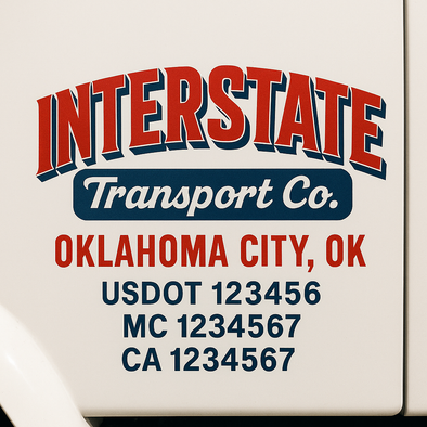 Custom Designed USDOT (DOT) Truck Door Lettering Decal Signs | Graphic Designed USDOT Lettering For Semi-Trucks, Work Trucks & Box Trucks | Add Your Trucking Name, USDOT, MC, CA, KYU, GVW & VIN (2-Pack)