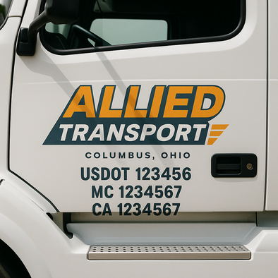 Custom Designed USDOT (DOT) Truck Door Lettering Decal Signs | Graphic Designed USDOT Lettering For Semi-Trucks, Work Trucks & Box Trucks | Add Your Trucking Name, USDOT, MC, CA, KYU, GVW & VIN (2-Pack)