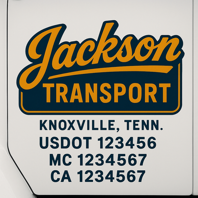 Custom Designed USDOT (DOT) Truck Door Lettering Decal Signs | Graphic Designed USDOT Lettering For Semi-Trucks, Work Trucks & Box Trucks | Add Your Trucking Name, USDOT, MC, CA, KYU, GVW & VIN (2-Pack)