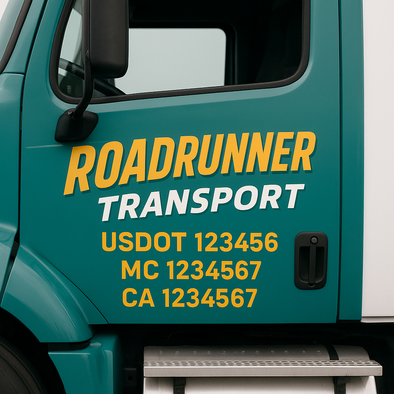 Custom Designed USDOT (DOT) Truck Door Lettering Decal Signs | Graphic Designed USDOT Lettering For Semi-Trucks, Work Trucks & Box Trucks | Add Your Trucking Name, USDOT, MC, CA, KYU, GVW & VIN (2-Pack)