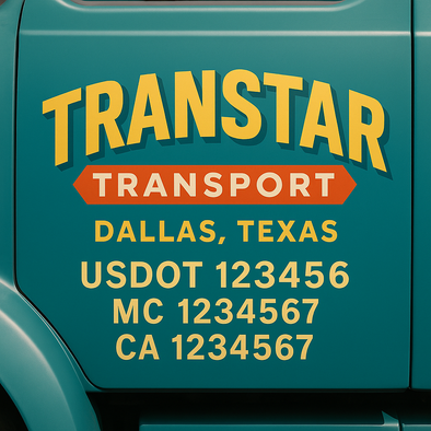Custom Designed USDOT (DOT) Truck Door Lettering Decal Signs | Graphic Designed USDOT Lettering For Semi-Trucks, Work Trucks & Box Trucks | Add Your Trucking Name, USDOT, MC, CA, KYU, GVW & VIN (2-Pack)