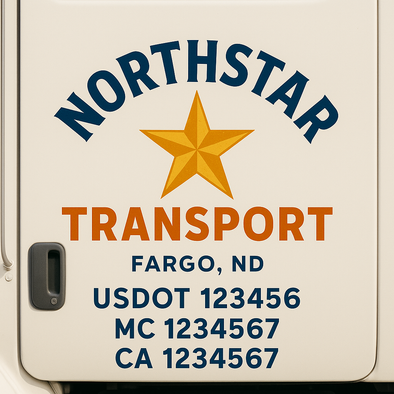 Custom Designed USDOT (DOT) Truck Door Lettering Decal Signs | Graphic Designed USDOT Lettering For Semi-Trucks, Work Trucks & Box Trucks | Add Your Trucking Name, USDOT, MC, CA, KYU, GVW & VIN (2-Pack)