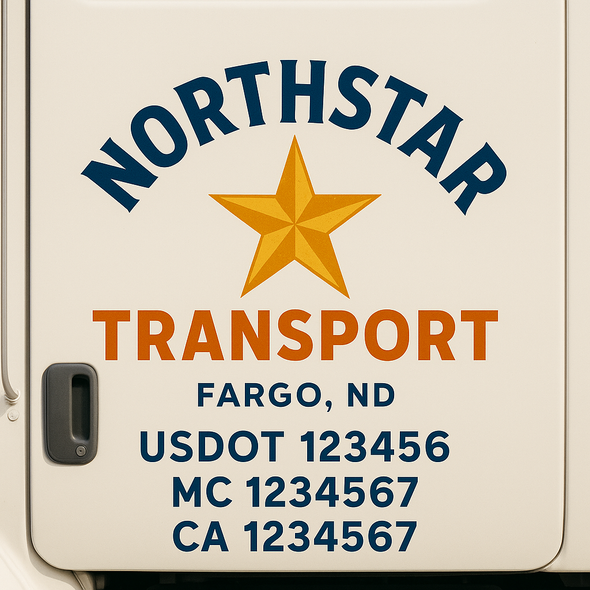 Custom Designed USDOT (DOT) Truck Door Lettering Decal Signs | Graphic Designed USDOT Lettering For Semi-Trucks, Work Trucks & Box Trucks | Add Your Trucking Name, USDOT, MC, CA, KYU, GVW & VIN (2-Pack)