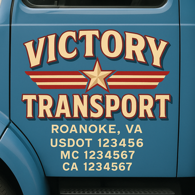 Custom Designed USDOT (DOT) Truck Door Lettering Decal Signs | Graphic Designed USDOT Lettering For Semi-Trucks, Work Trucks & Box Trucks | Add Your Trucking Name, USDOT, MC, CA, KYU, GVW & VIN (2-Pack)