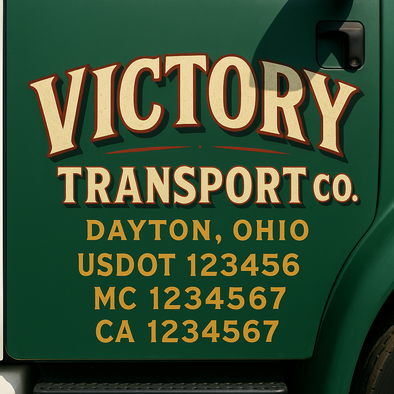 Custom Designed USDOT (DOT) Truck Door Lettering Decal Signs | Graphic Designed USDOT Lettering For Semi-Trucks, Work Trucks & Box Trucks | Add Your Trucking Name, USDOT, MC, CA, KYU, GVW & VIN (2-Pack)