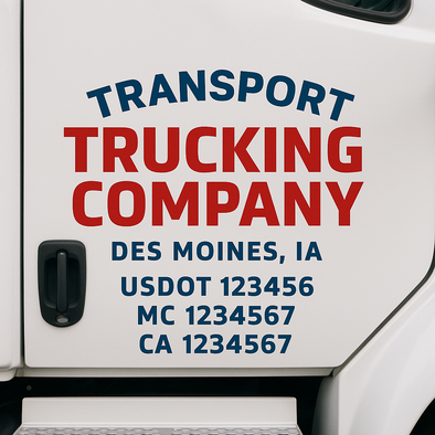 Custom Designed USDOT (DOT) Truck Door Lettering Decal Signs | Graphic Designed USDOT Lettering For Semi-Trucks, Work Trucks & Box Trucks | Add Your Trucking Name, USDOT, MC, CA, KYU, GVW & VIN (2-Pack)