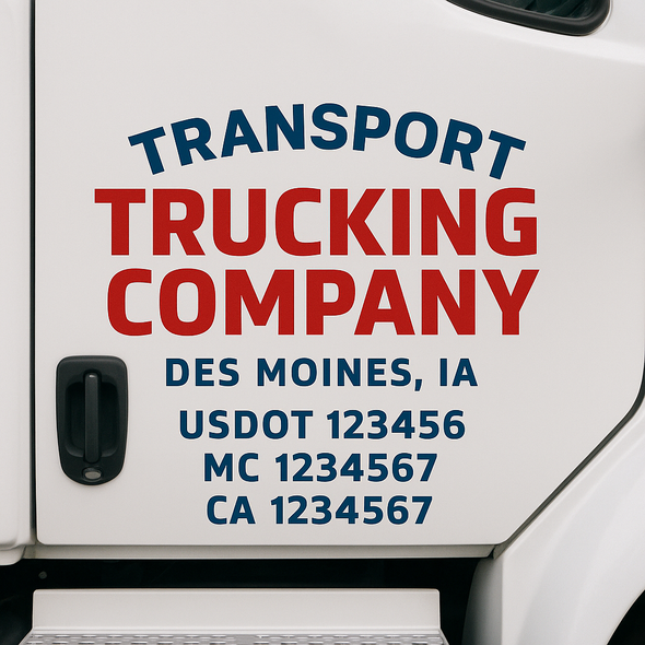 Custom Designed USDOT (DOT) Truck Door Lettering Decal Signs | Graphic Designed USDOT Lettering For Semi-Trucks, Work Trucks & Box Trucks | Add Your Trucking Name, USDOT, MC, CA, KYU, GVW & VIN (2-Pack)