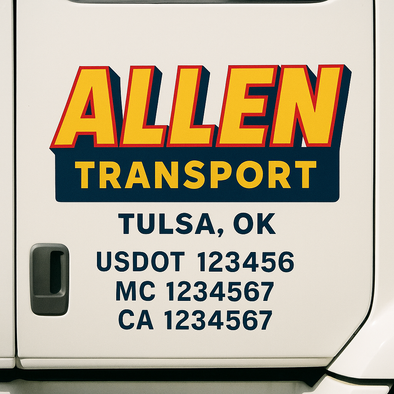 Custom Designed USDOT (DOT) Truck Door Lettering Decal Signs | Graphic Designed USDOT Lettering For Semi-Trucks, Work Trucks & Box Trucks | Add Your Trucking Name, USDOT, MC, CA, KYU, GVW & VIN (2-Pack)