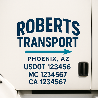 Custom Designed USDOT (DOT) Truck Door Lettering Decal Signs | Graphic Designed USDOT Lettering For Semi-Trucks, Work Trucks & Box Trucks | Add Your Trucking Name, USDOT, MC, CA, KYU, GVW & VIN (2-Pack)