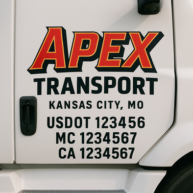Custom Designed USDOT (DOT) Truck Door Lettering Decal Signs | Graphic Designed USDOT Lettering For Semi-Trucks, Work Trucks & Box Trucks | Add Your Trucking Name, USDOT, MC, CA, KYU, GVW & VIN (2-Pack)