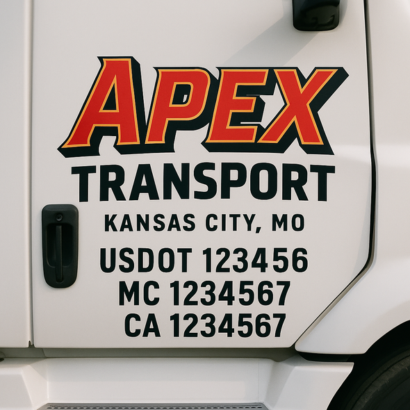 Custom Designed USDOT (DOT) Truck Door Lettering Decal Signs | Graphic Designed USDOT Lettering For Semi-Trucks, Work Trucks & Box Trucks | Add Your Trucking Name, USDOT, MC, CA, KYU, GVW & VIN (2-Pack)