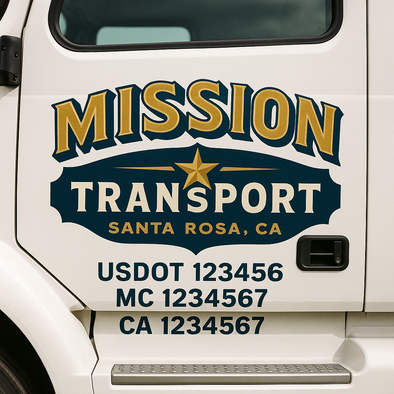 Custom Designed USDOT (DOT) Truck Door Lettering Decal Signs | Graphic Designed USDOT Lettering For Semi-Trucks, Work Trucks & Box Trucks | Add Your Trucking Name, USDOT, MC, CA, KYU, GVW & VIN (2-Pack)