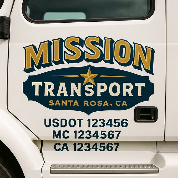 Custom Designed USDOT (DOT) Truck Door Lettering Decal Signs | Graphic Designed USDOT Lettering For Semi-Trucks, Work Trucks & Box Trucks | Add Your Trucking Name, USDOT, MC, CA, KYU, GVW & VIN (2-Pack)