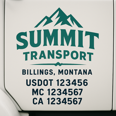 Custom Designed USDOT (DOT) Truck Door Lettering Decal Signs | Graphic Designed USDOT Lettering For Semi-Trucks, Work Trucks & Box Trucks | Add Your Trucking Name, USDOT, MC, CA, KYU, GVW & VIN (2-Pack)