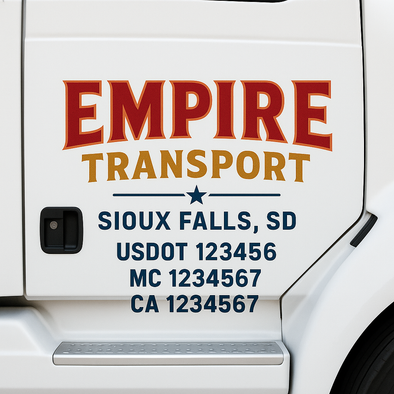 Custom Designed USDOT (DOT) Truck Door Lettering Decal Signs | Graphic Designed USDOT Lettering For Semi-Trucks, Work Trucks & Box Trucks | Add Your Trucking Name, USDOT, MC, CA, KYU, GVW & VIN (2-Pack)