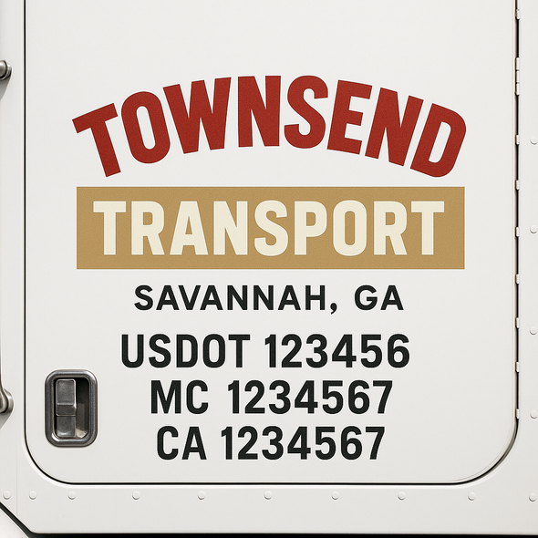 Custom Designed USDOT (DOT) Truck Door Lettering Decal Signs | Graphic Designed USDOT Lettering For Semi-Trucks, Work Trucks & Box Trucks | Add Your Trucking Name, USDOT, MC, CA, KYU, GVW & VIN (2-Pack)